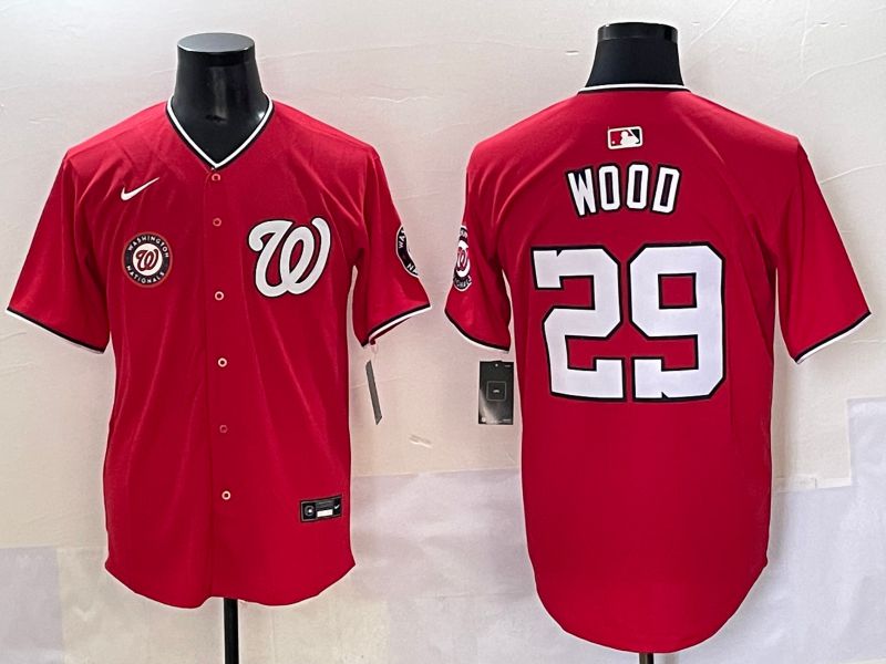 Men 2025 Washington Nationals 29 Wood Red Game Nike MLB Jersey style 6